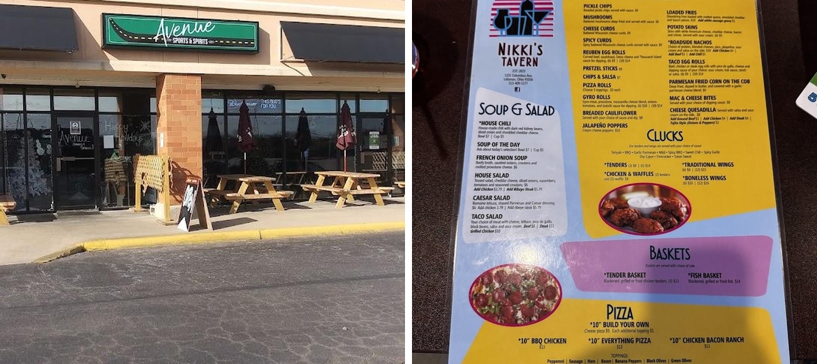 Nikki's Tavern Menu